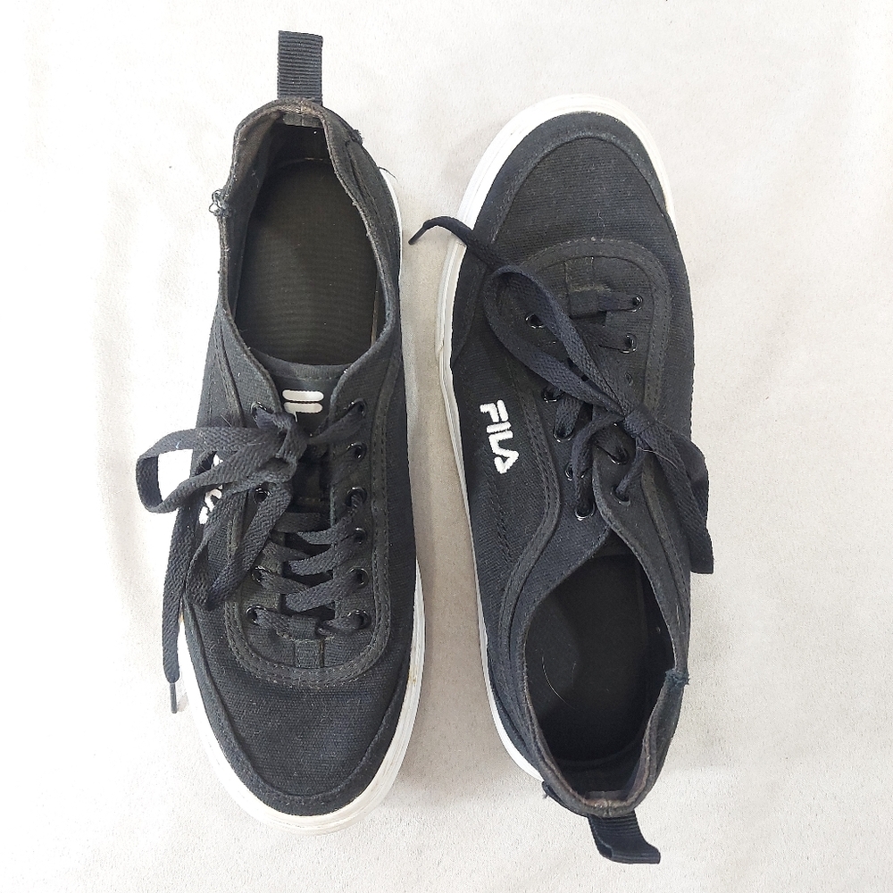 Fila Black White Canvas Sneakers Shoes Mens Size 8
